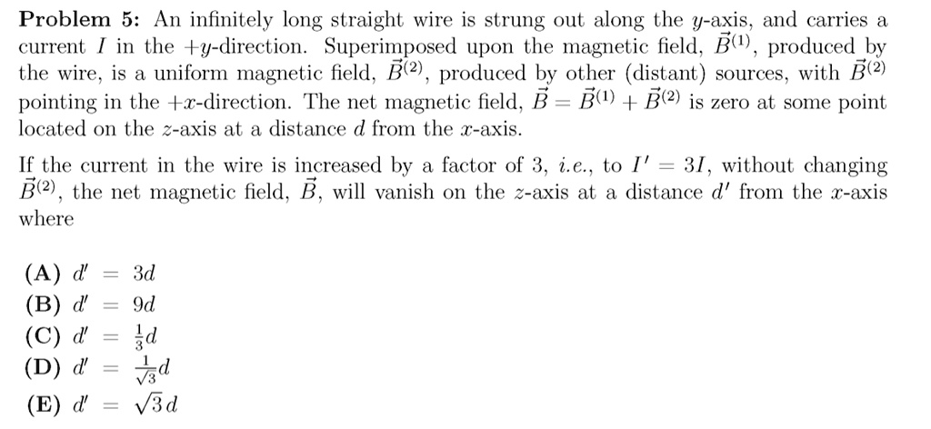 SOLVED: Problem 5: An infinitely long straight wire is strung out along ...