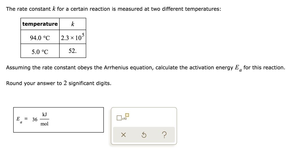 SOLVED:The rate constant k for a certain reaction is measured at two ...
