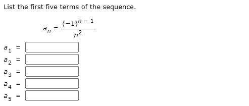 list the first five terms of the sequence 1 27398
