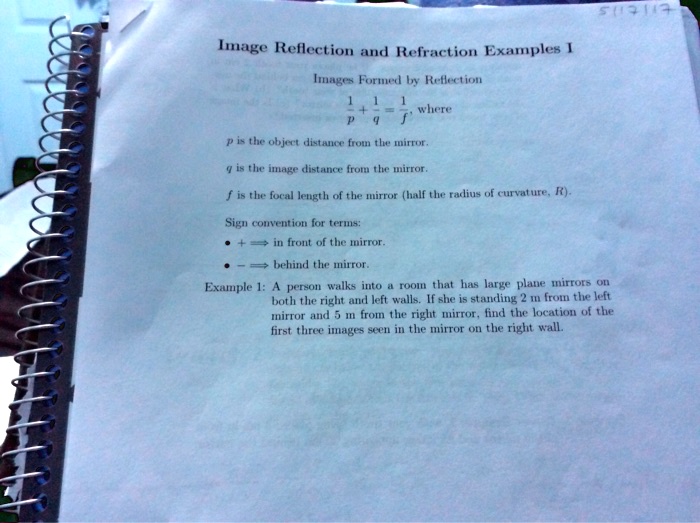 Image Reflection and Refraction Examples I Images Formed by Reflection ...