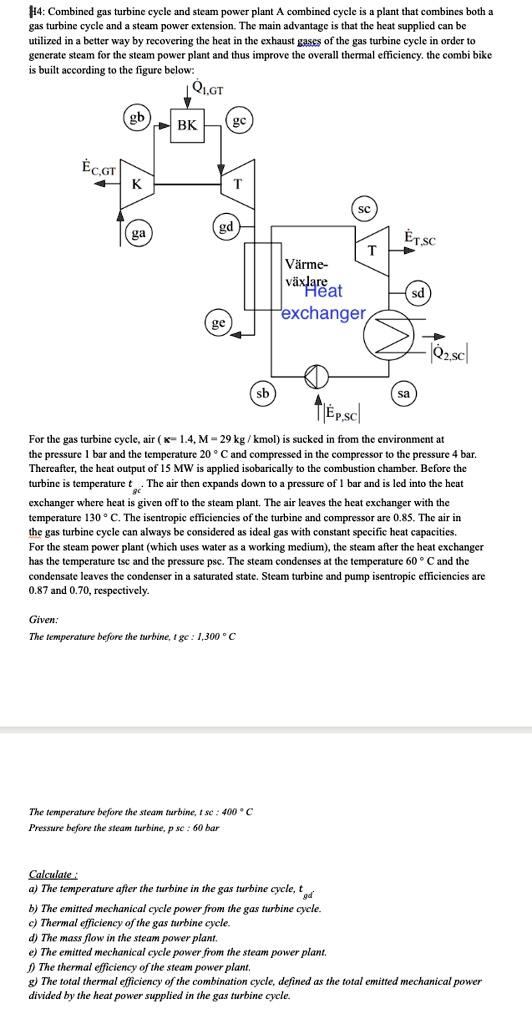 SOLVED: 4: Combined gas turbine cycle and steam power plant A combined ...