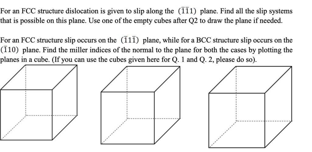 For an FCC structure dislocation is given to slip along the (111) plane ...