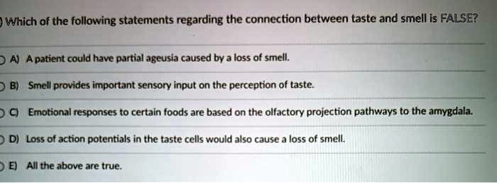 Which Of The Following Statements Is True About Taste SOLVED: ) Which of the following statements regarding the connection
