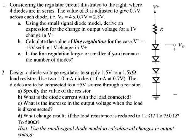 SOLVED: Considering the regulator circuit illustrated to the right ... Circuit Diagram