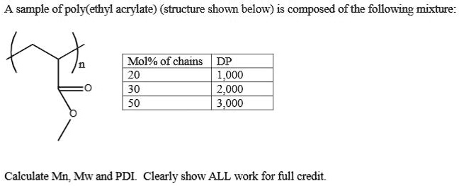 SOLVED:sample of poly(ethyl acrylate) (structure shown below) is ...