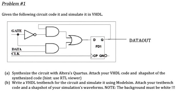 SOLVED: Please provide the VHDL code for the schematic and testbench ...