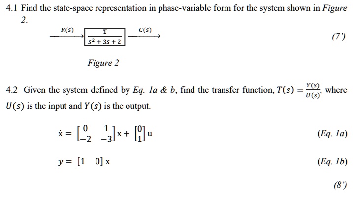 4.1 Find the state-space representation in phase-variable...