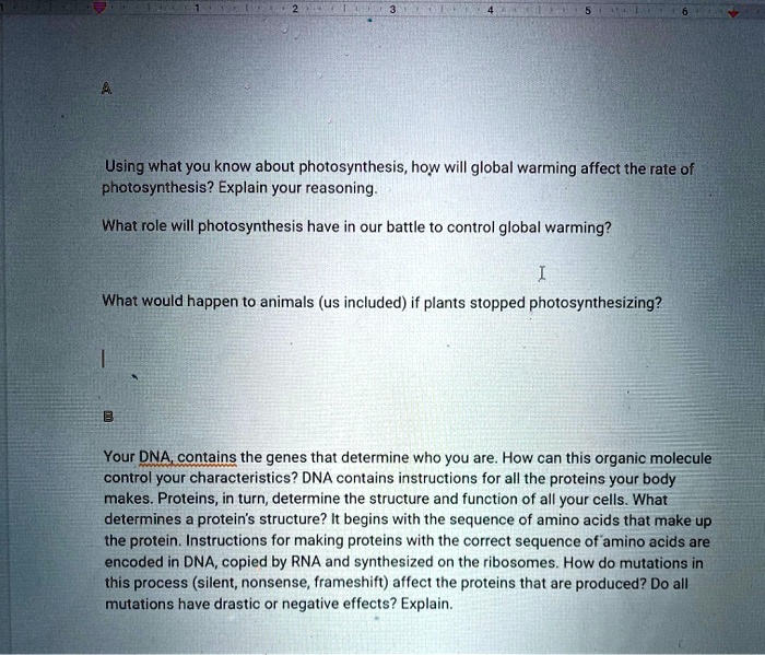 SOLVED Using what you know about photosynthesis, how will global
