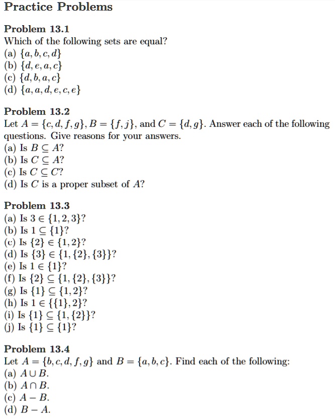 practice problems problem 131 which of the following sets are equal ...