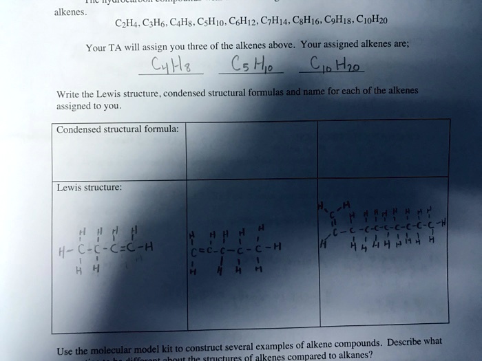 Solved Alkenes Czh4 Csho Cahs Csho Coh1z Cqh14 Cshto Cghts