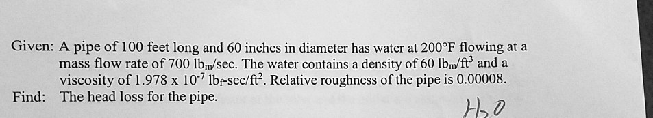 SOLVED: Given: A pipe of 100 feet long and 60 inches in diameter has ...