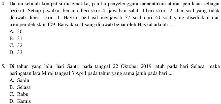 SOLVED: BIG POIN!!!hrs Jwb Pk Cara Dalam Sebuah Kompetisi Matematika ...