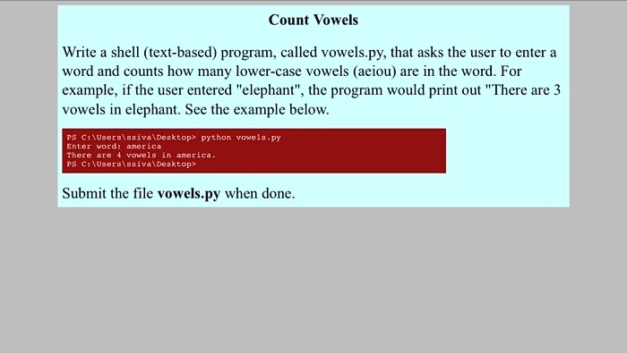 Javascript Vowels Hsc Program write a shell text based program called vowelspy that asks the user to ...