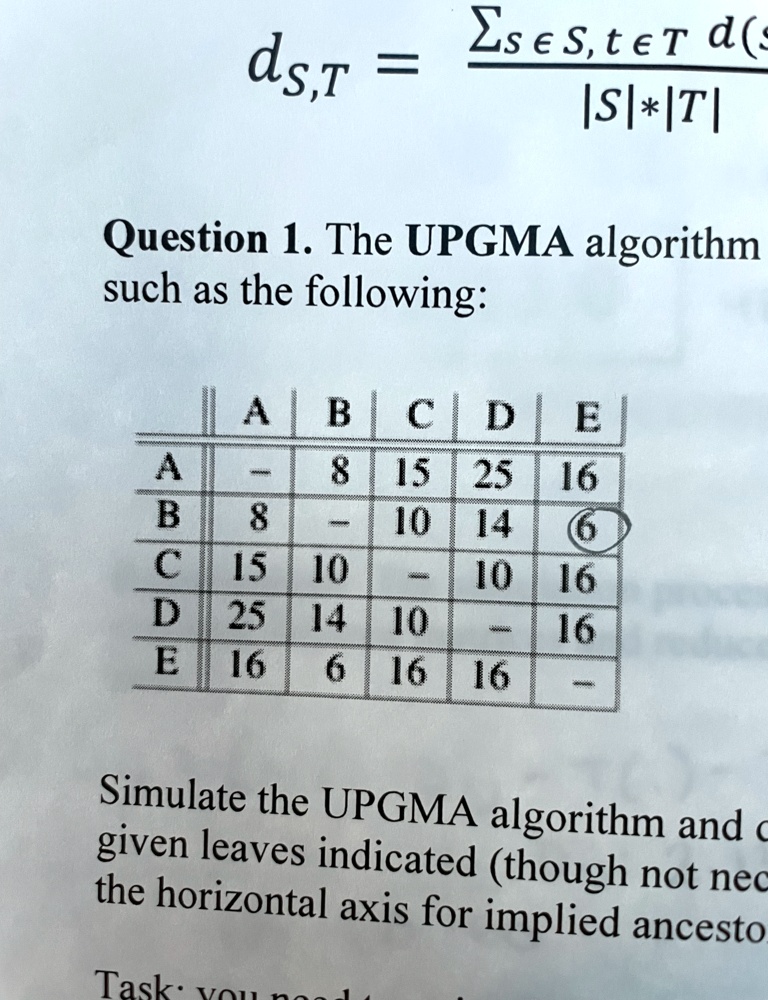 Wpgmc Algorithm SOLVED: Using UPGMA, how would I construct a phylogenetic tree for the ...