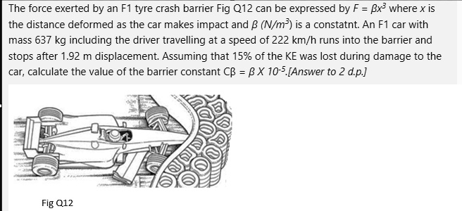 Solved The Force Exerted By An F1 Tire Crash Barrier Fig Q12 Can Be Expressed By Fx Where X 6679