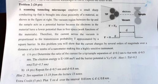 Problem 2 (20 pts) A scanning tunneling microscope employs a small ...