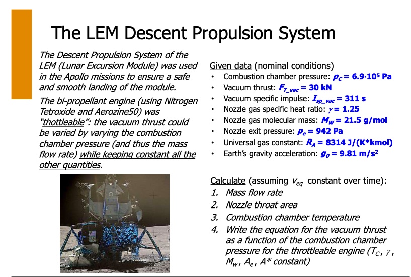 The Descent Propulsion System of the LEM (Lunar Excursion Module) was ...
