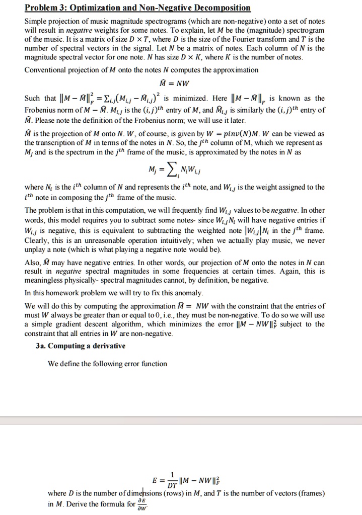 SOLVED: Problem 3:Optimization and Non-Negative Decomposition Simple ...