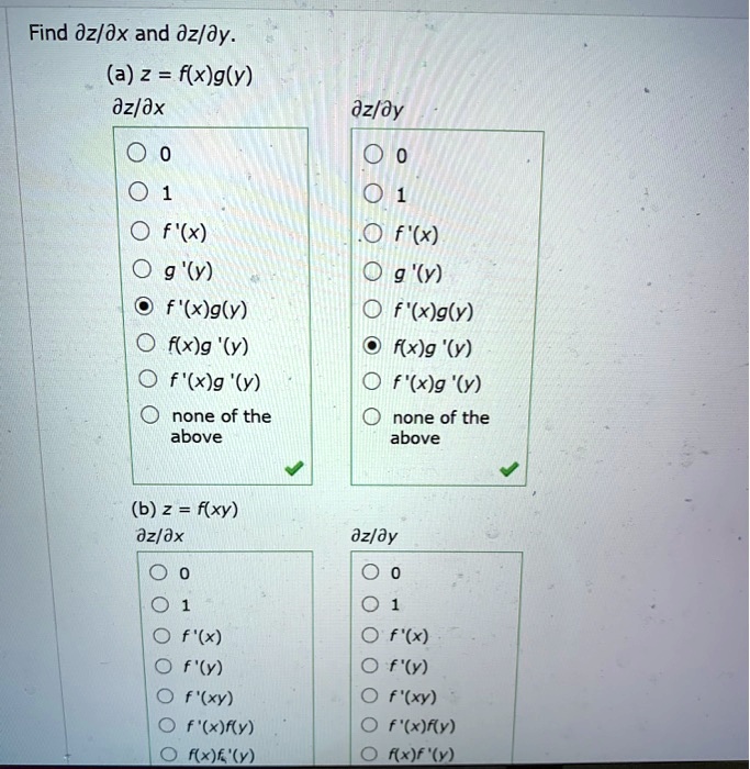 Solved Find Dz Dx And Dz Dy A Z F X Gly Dz Dx Az Dy F X G Y F X Gly F X G Y F X G Y None Of The Above F X Y F X Gly F X G Y F