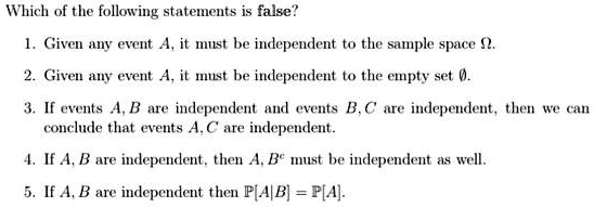 VIDEO solution: Which of the following statements is false? 1. Given ...