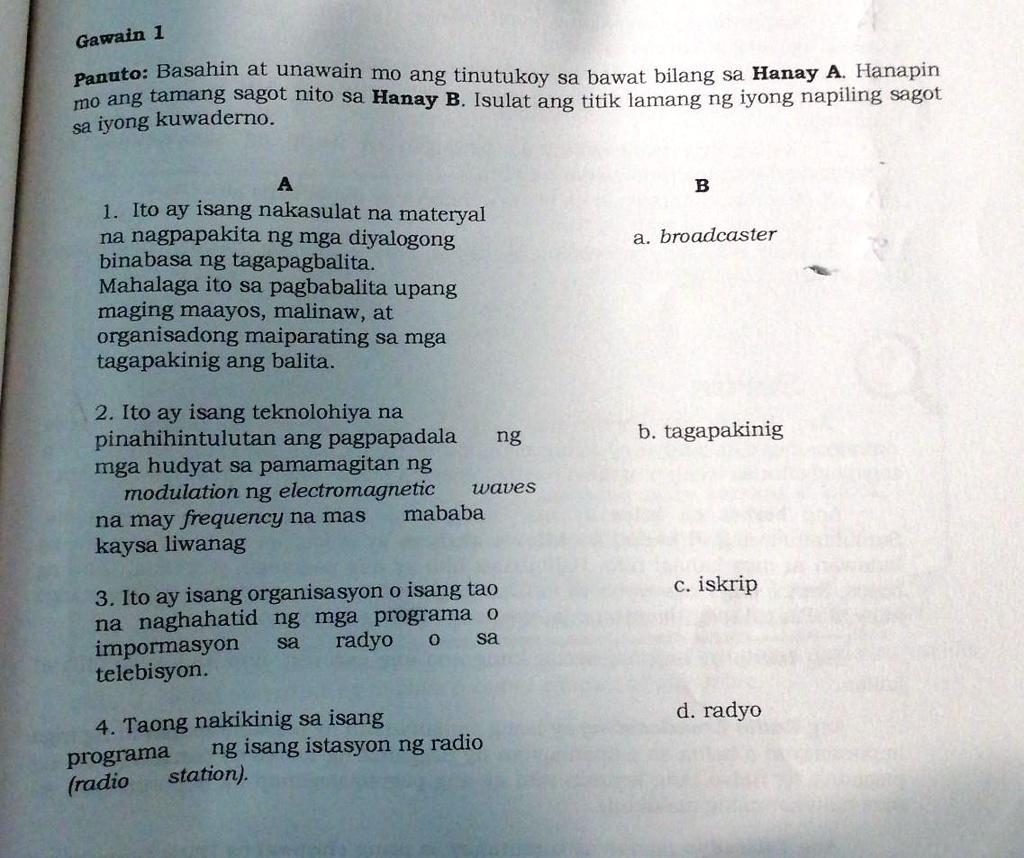 Solved 5 Ito Ay Isang Impormasyon O Ulat Tungkol Sa Mga Pangyayaring Naganap Kamakailan Lamang 7302