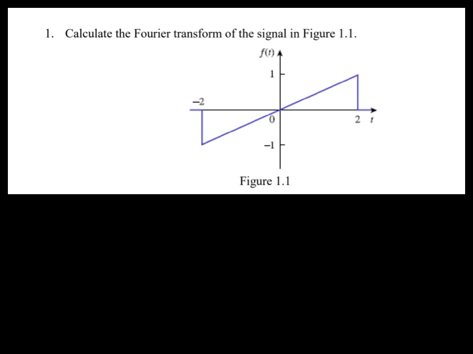 SOLVED: 1. Calculate the Fourier transform of the signal in Figure 1.1 ...