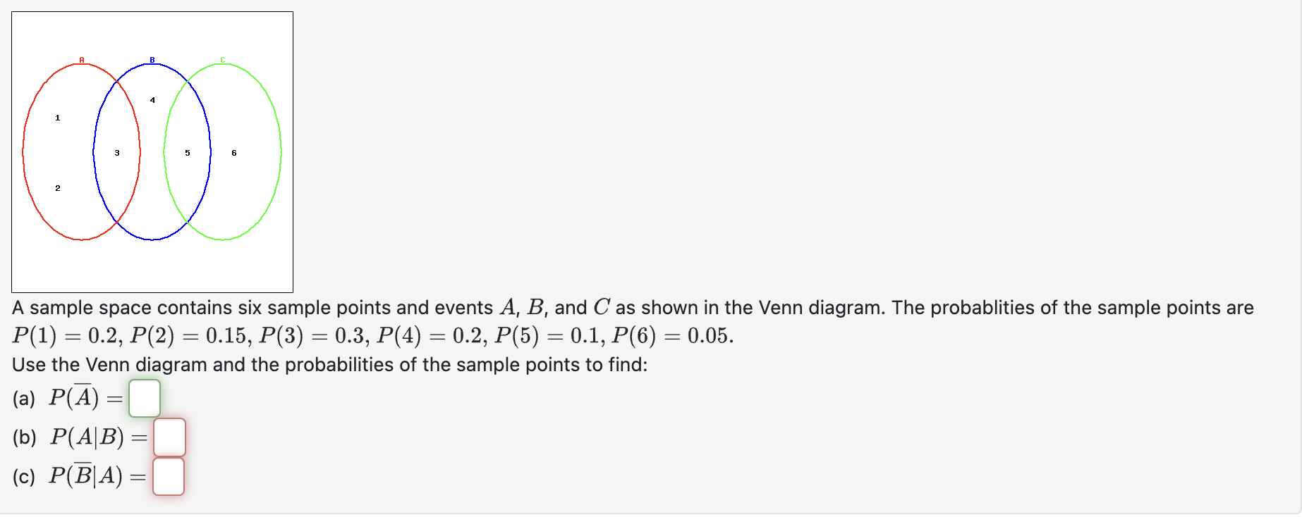 SOLVED: A Sample Space Contains Six Sample Points And Events A, B, And ...