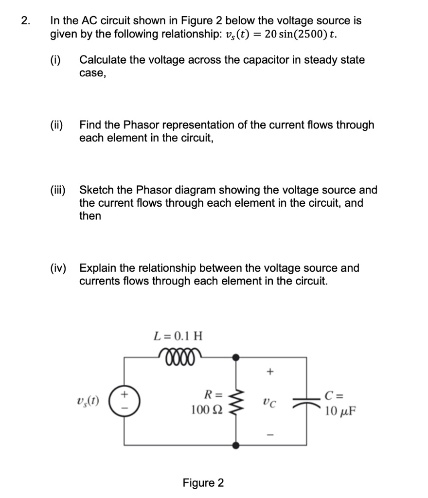 2. In the AC circuit shown in Figure 2 below the voltage source is ...