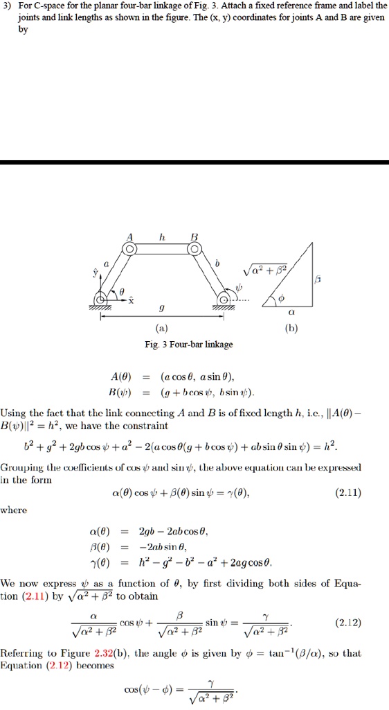 SOLVED For Cspace of the planar fourbar linkage shown in Figure 3