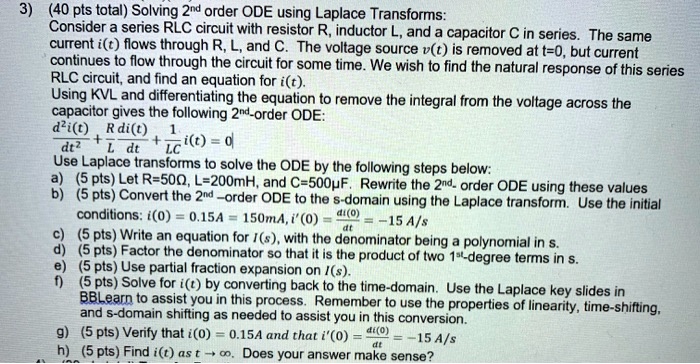 40 pts total solving 2d order ode using laplace transforms consider a ...