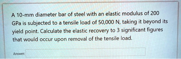 SOLVED: A 10-mm diameter bar of steel with an elastic modulus of 200 ...