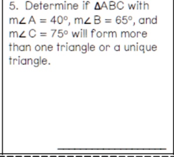 5  determine i 44bc with mza 409 m2b 659 and mzc 750 will form more than one friangle or unique triangle 10442