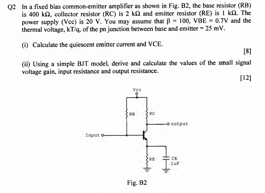 SOLVED 02 2In a fixed bias commonemitter amplifier as shown in Fig