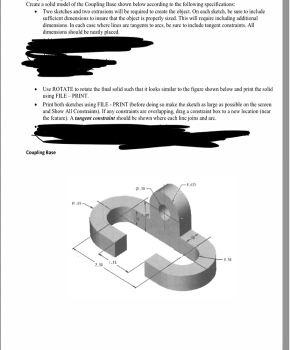 Create a solid model of the Coupling Base shown below according to the ...