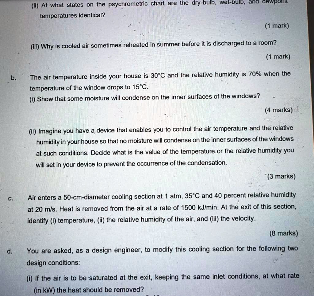 SOLVED At what states on the psychrometric chart are the drybulb, wet