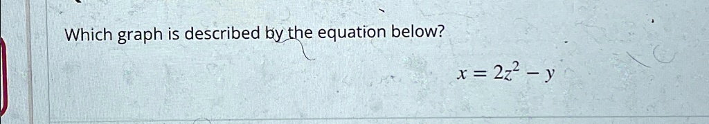Which graph is described by the equation below?
x = 2z^2 - y