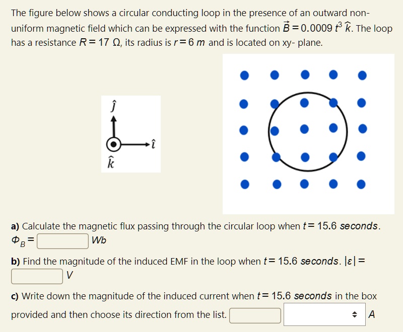 Looping Outward SOLVED: The figure below shows a circular conducting loop in the ...