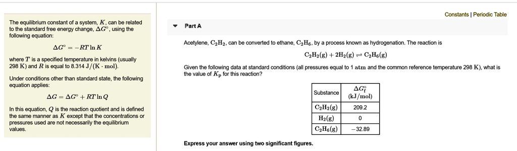 Solved Conslants Perodic Table The Equilibrium Constant Of A System K