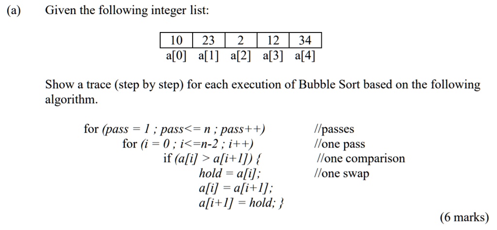 Text: Data Structures and Algorithms Given the following integer list ...
