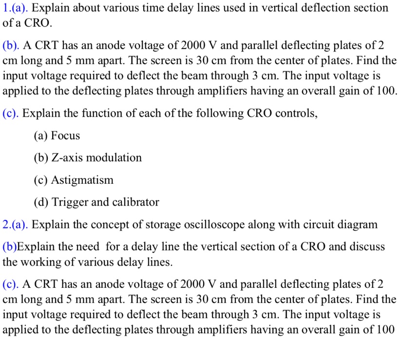 SOLVED l.(a). Explain about various time delay lines used in vertical