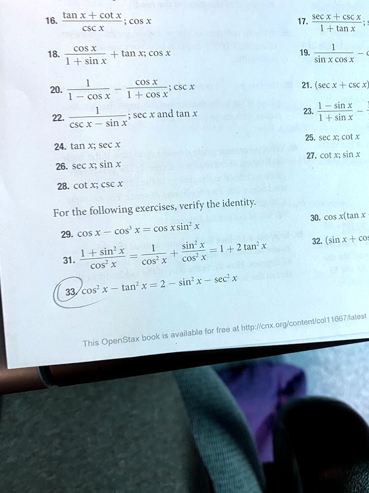 Ran Cot 16 Cos Csc Xsec X Csc X 17 1 Tan Itprospt