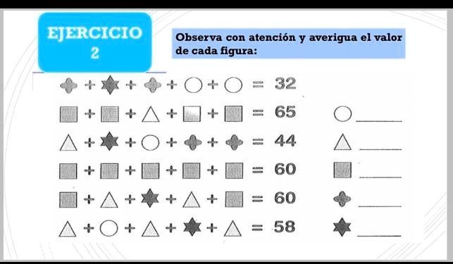 SOLVED: Observa con atención y averigua el valor de cada figura