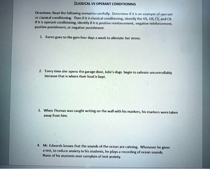 operant conditioning worksheet