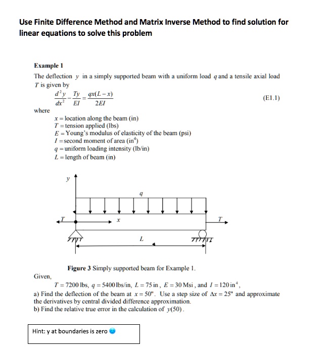 Use Finite Difference Method and Matrix Inverse Method to find solution ...