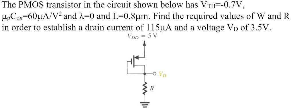 the pmos transistor in the circuit shown below has vth 07v pcox60av2 ...
