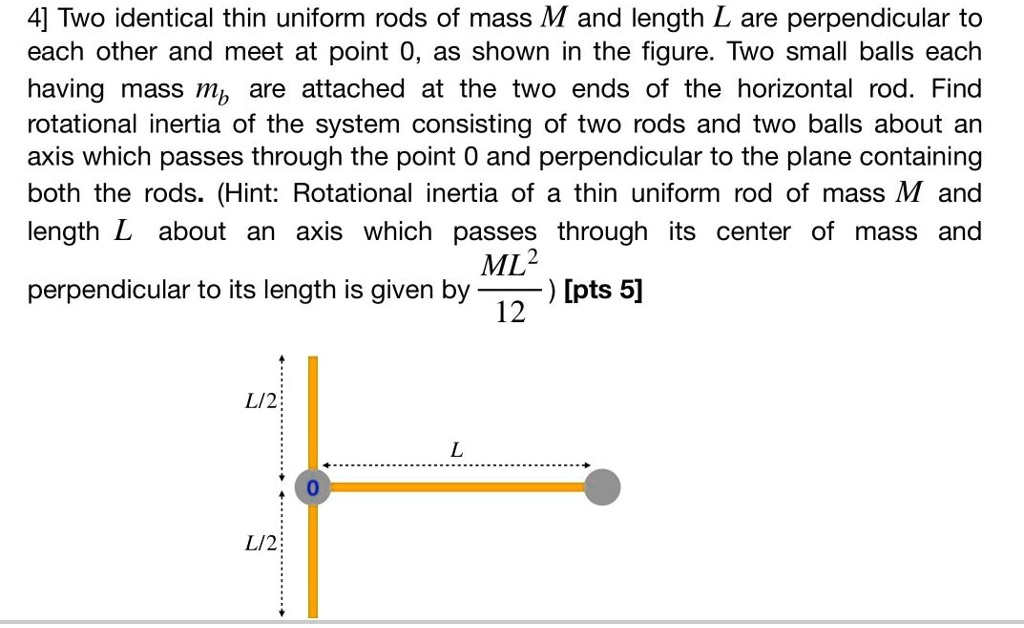 SOLVED: 4] Two identical thin uniform rods of mass M and length L are ...