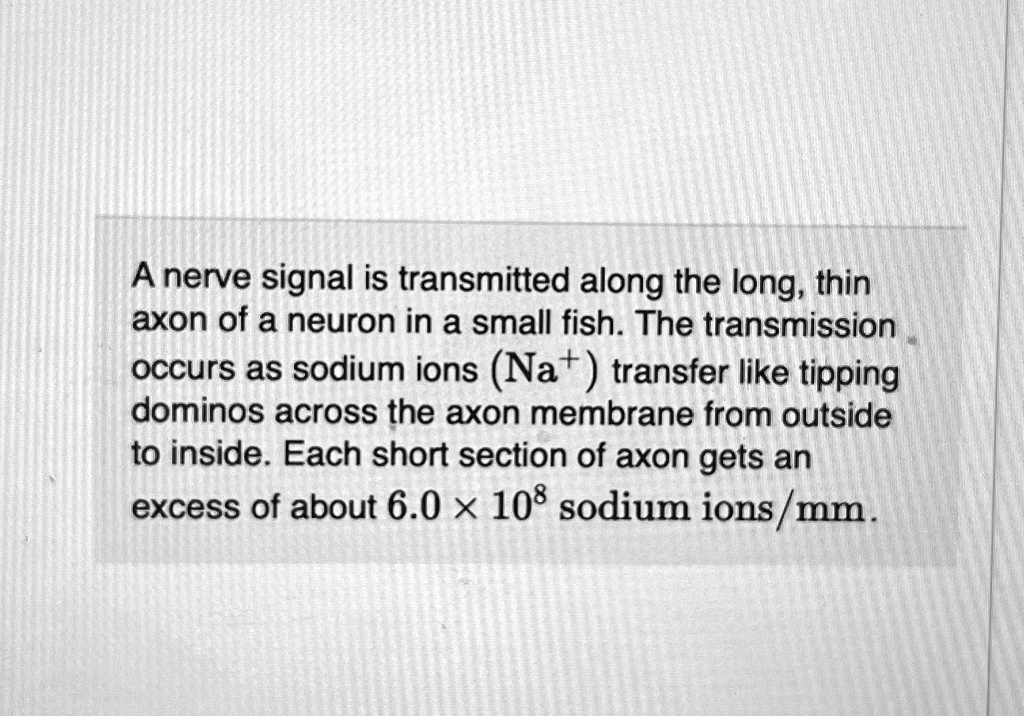 A nerve signal is transmitted along the long, thin axon of a neuron in ...
