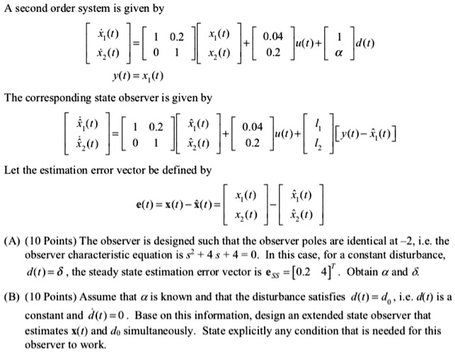 a second order system is given by 1881 ytxt the corresponding state ...