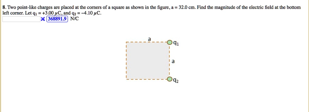SOLVED: Two point-like charges are placed at the corners of square a ...