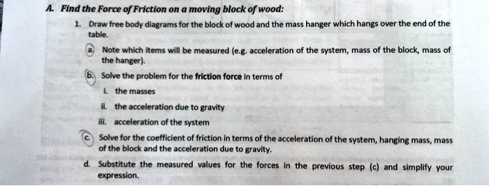 SOLVED: A. Find the Force of Friction on a moving block of wood 1. Draw ...